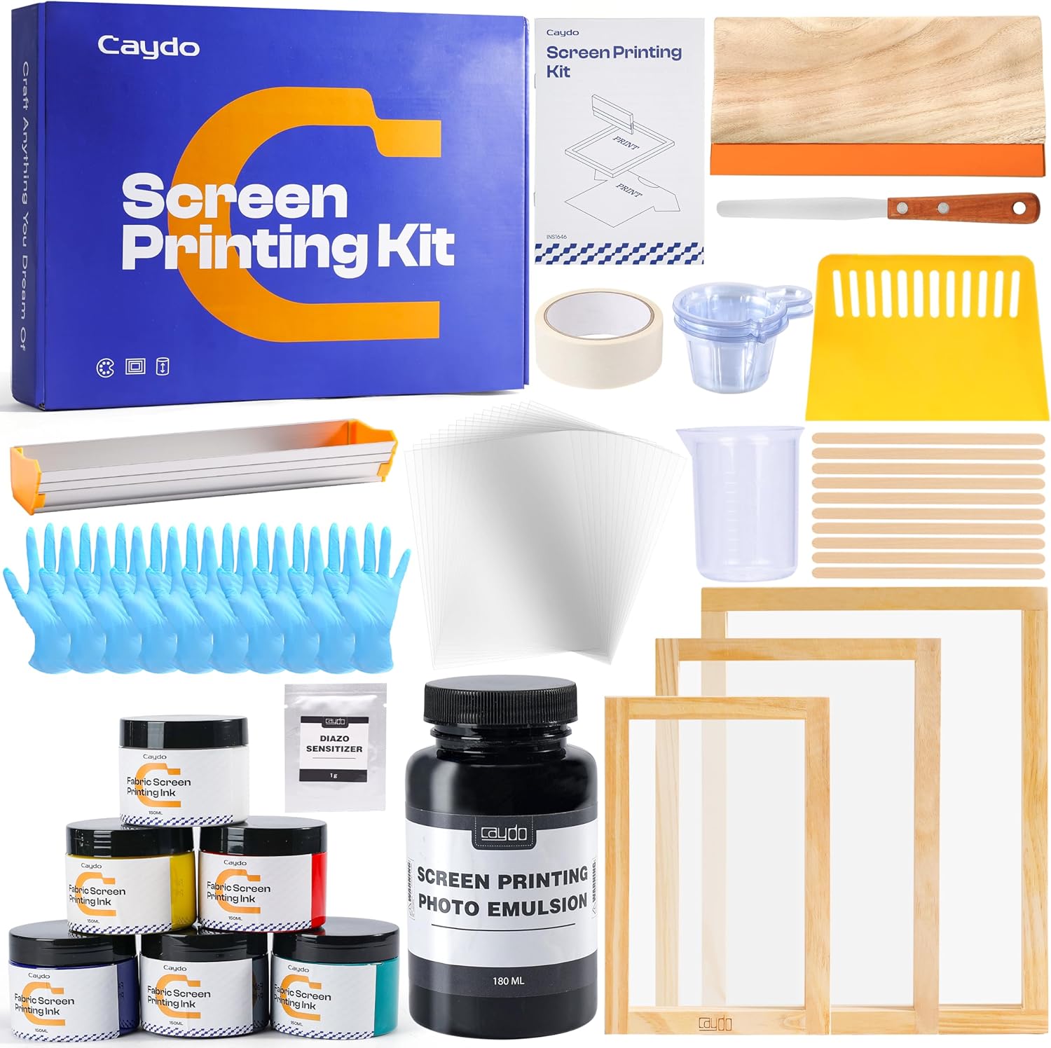 Caydo 57 Pieces All-in-One Screen Printing Kit for Creators