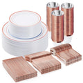 300PCS Plastic Dinnerware Set Rose Gold for 50 Guests - Elegant