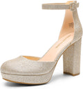 DREAM PAIRS Women's Platform Chunky High Heels Closed Toe - Bridal