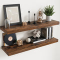 Floating Shelves for Wall Oak 40in Set of 2 - Rustic Brown