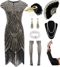 Women's Flapper Dresses 1920s Sequin Fringe Costume Set - Complete