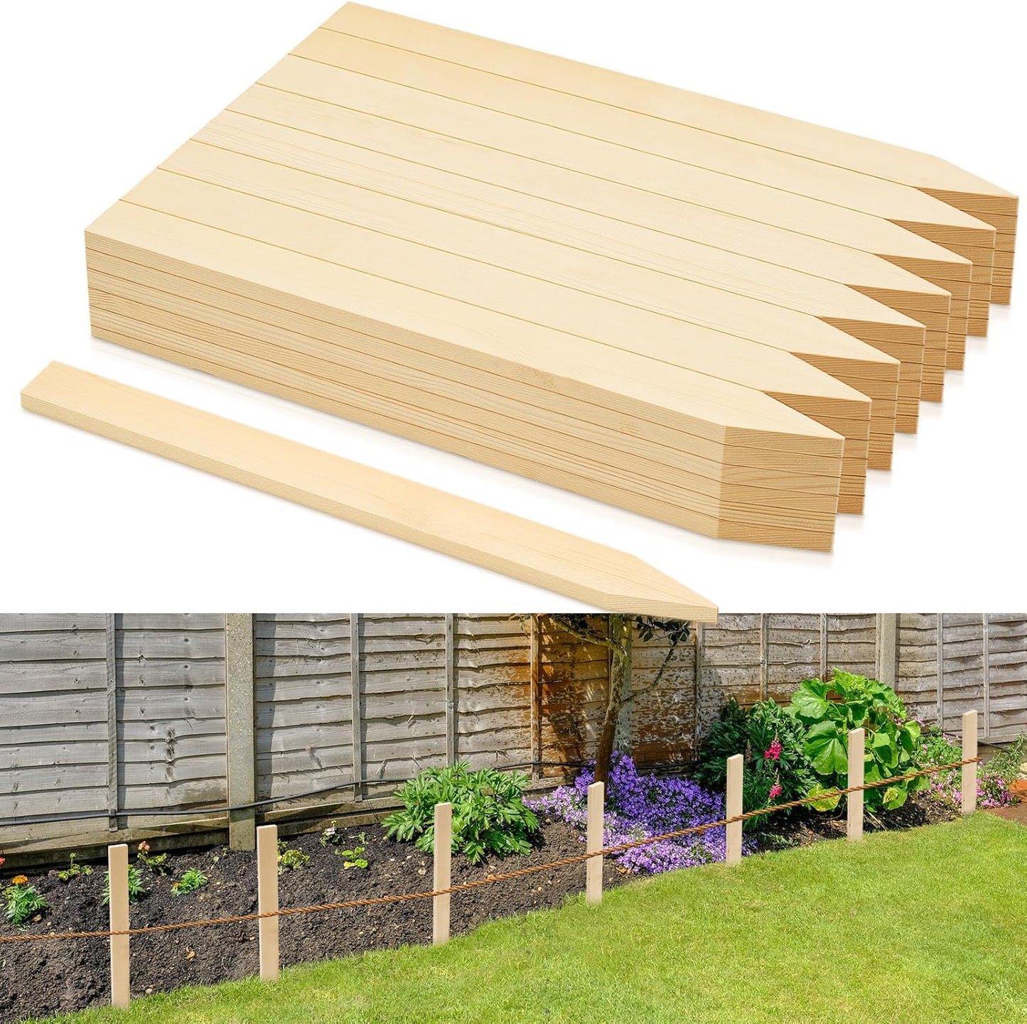 48 Pieces Wooden Garden Stakes for Plant Support and More