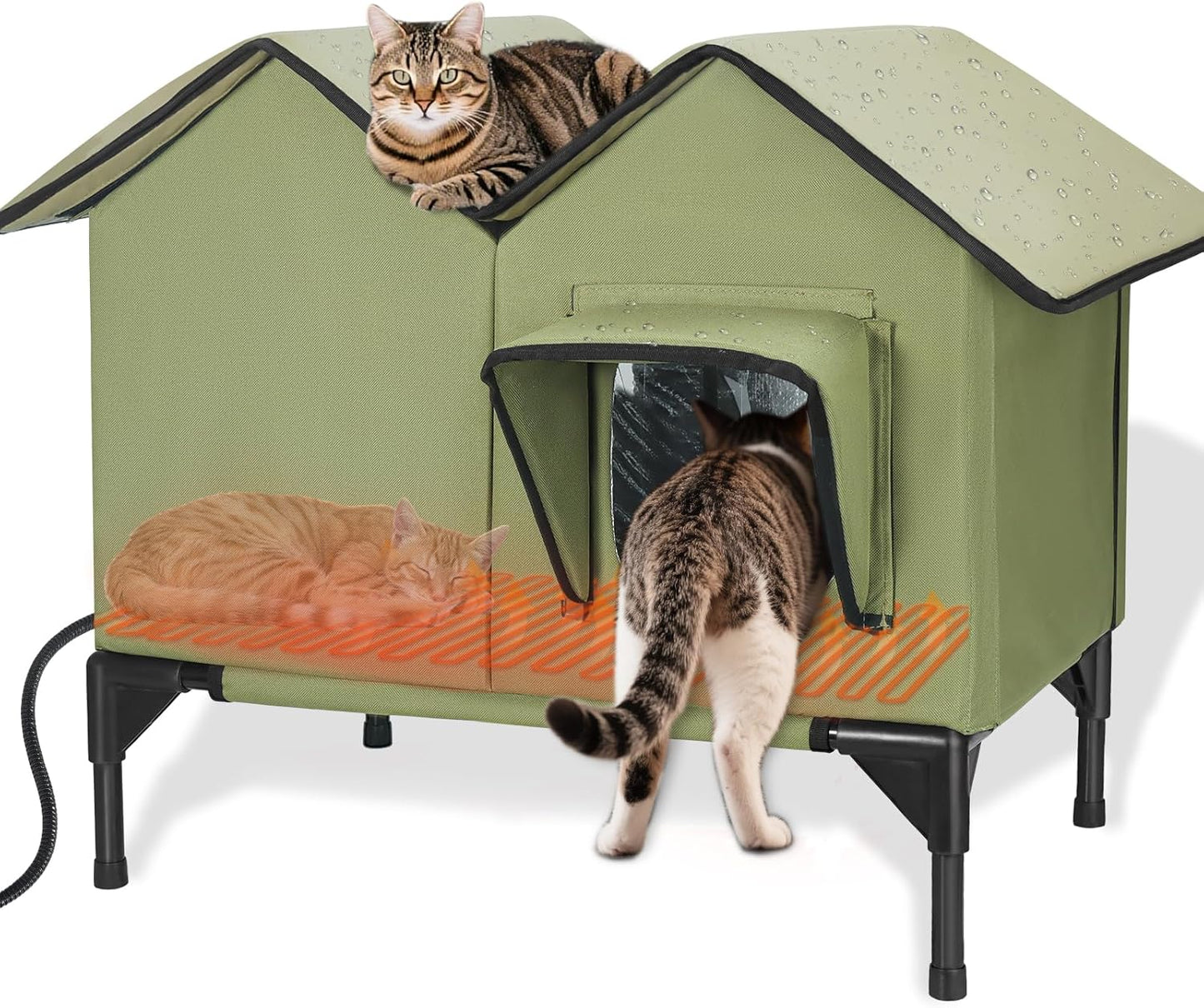 Large Heated Cat House for Outside in Winter - Insulated Shelter