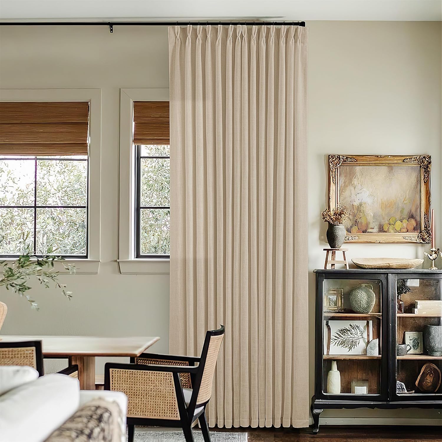 TWODRAPES 120 Vanilla Cream Linen Curtains - Elegant Ceiling-Mounted Drapes