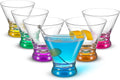 JoyJolt HUE Martini Glasses Set - Vibrant Colored Bases
