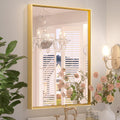 Gold Bathroom Mirror 22 x 30 in Brushed Gold Rectangle - Modern