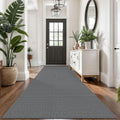 Extra Long Hallway Runner 3x14 ft - Non Slip Cotton Grey Runner