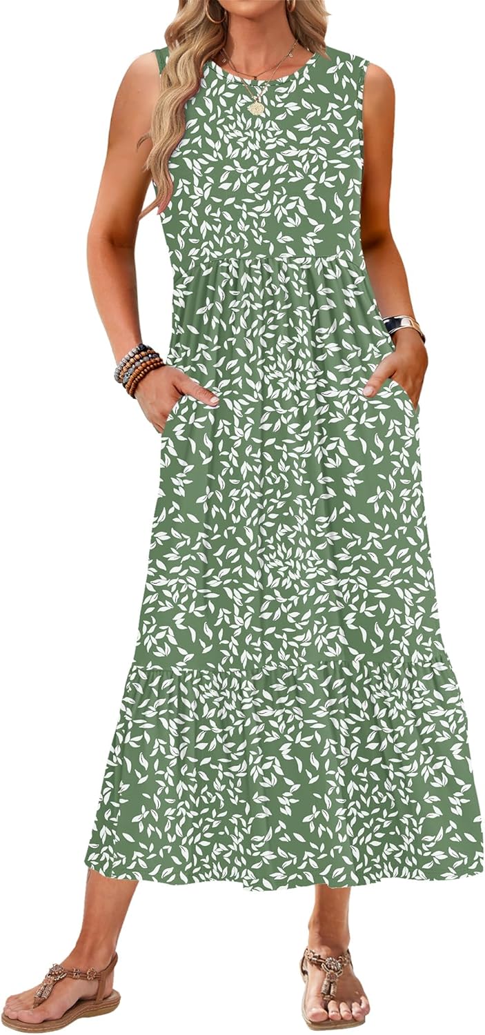 AUSELILY Womens Summer Dresses 2025 Casual Flowy Maxi Dress