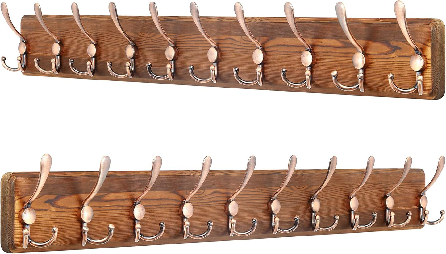 SKOLOO Wall Mounted Coat Rack with 10 Hooks for Heavy Duty Use