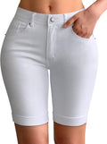 roswear Womens Mid Rise Roll Cuff Bermuda Stretch Denim Jean