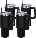 40 oz Tumbler with Handle and Straw - Black 4Pack Insulated Cups