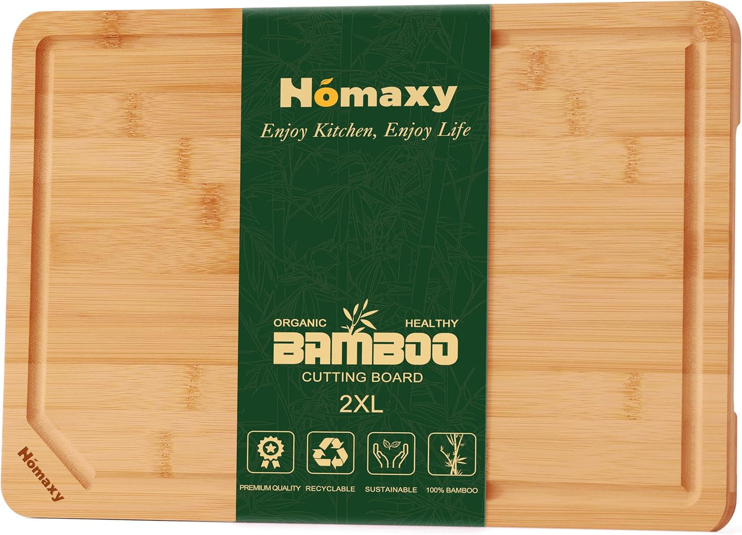 Homaxy Extra Large Organic Bamboo Cutting Board for Kitchen