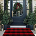 Christmas Door Mat Outdoor 27.5x43 Buffalo Plaid Rug - Washable