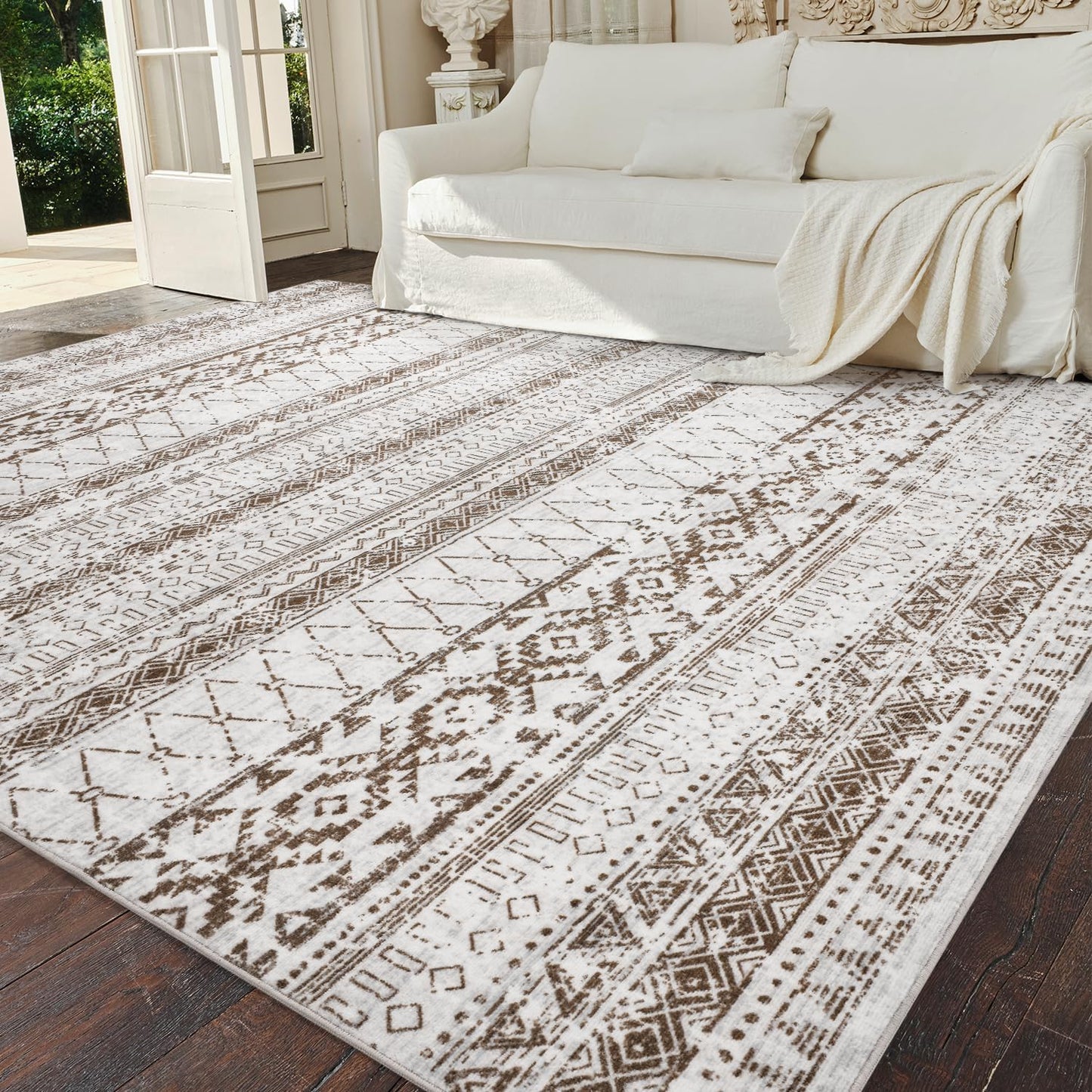 Boho Moroccan Area Rugs for Living Room - 5x7 Soft Carpet