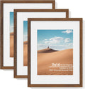 11x14 Picture Frame Set of 3 in Solid Oak Wood for Photos