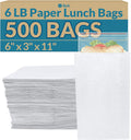 Paper Lunch Bags 500 Count White - Reliable Kraft Bags for Snacks