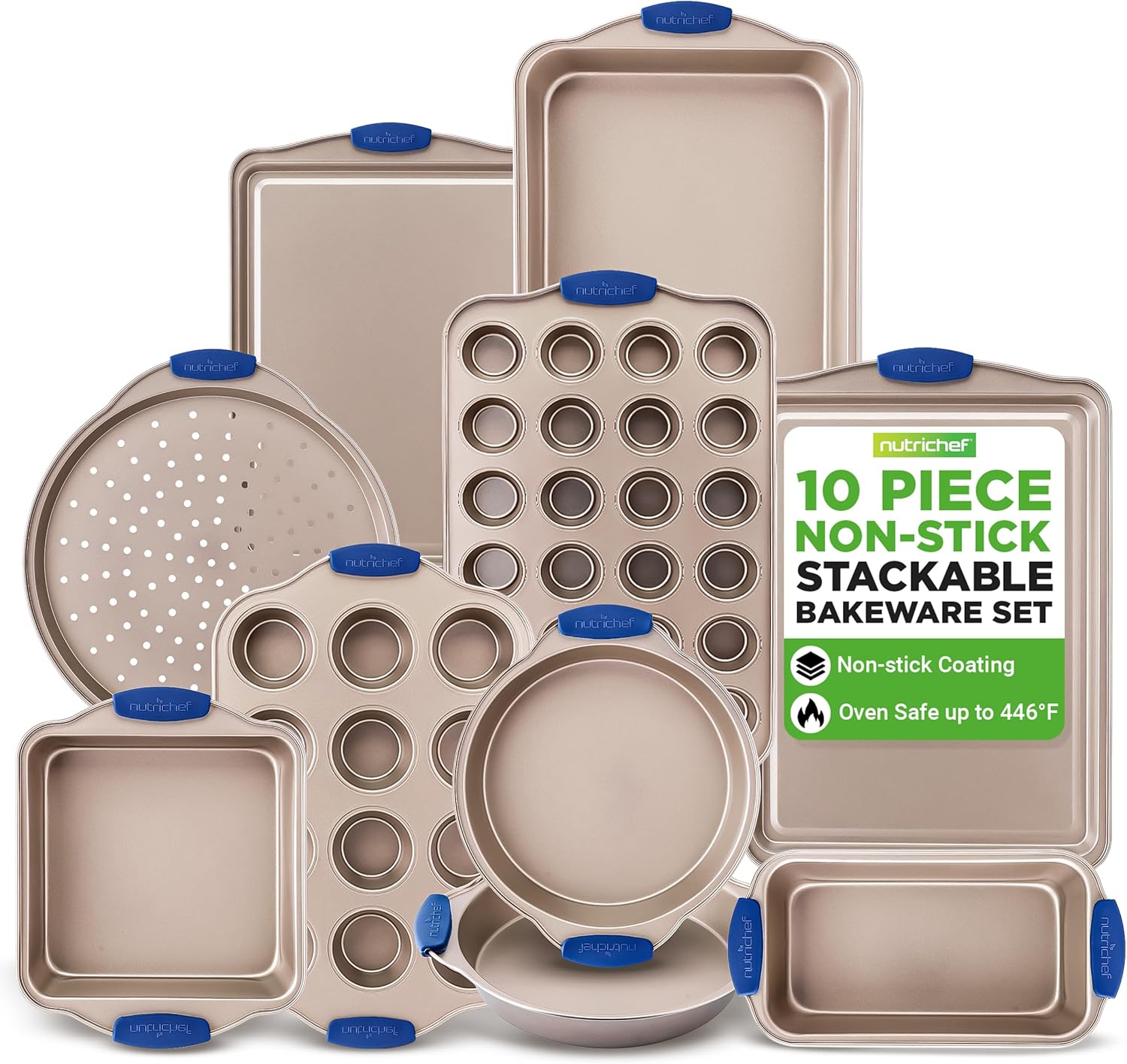 NutriChef 10-Piece Nonstick Bakeware Set for Perfect Baking