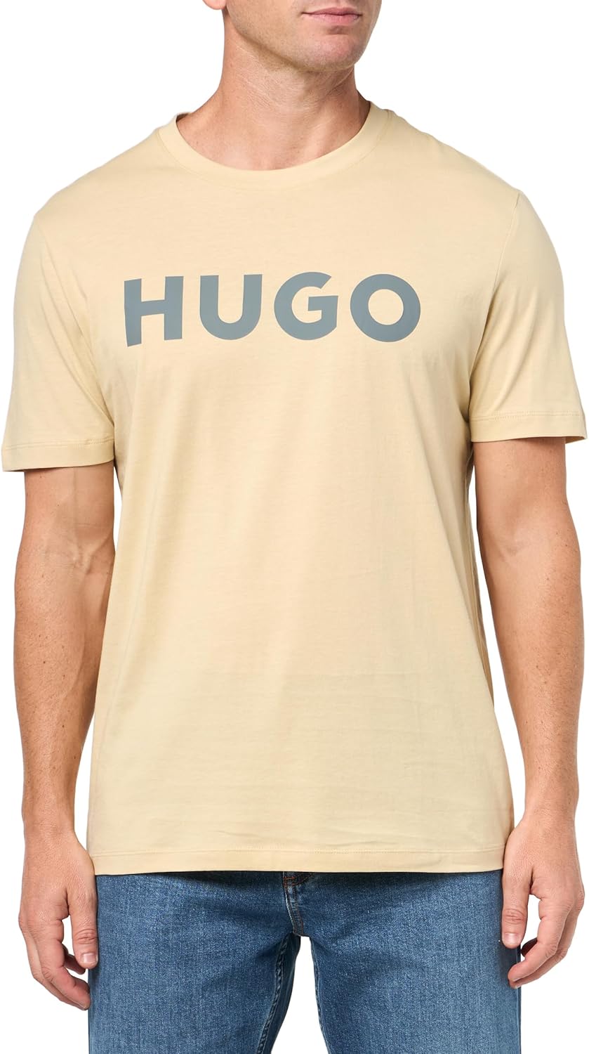 HUGO Mens Print Logo Short Sleeve T-Shirt for Everyday Style