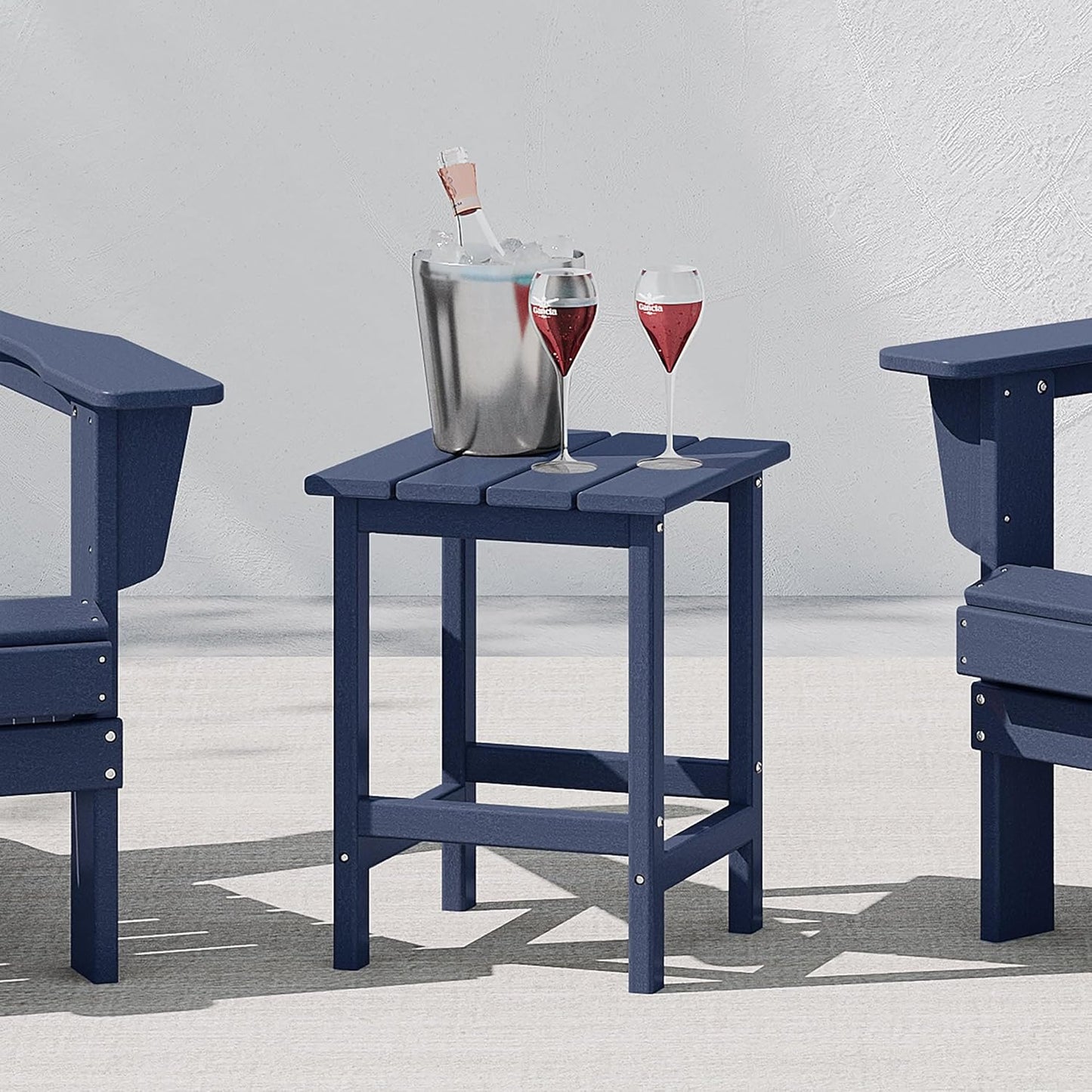 Malibu Square Outdoor Side Table for Adirondack Chair, Navy Blue