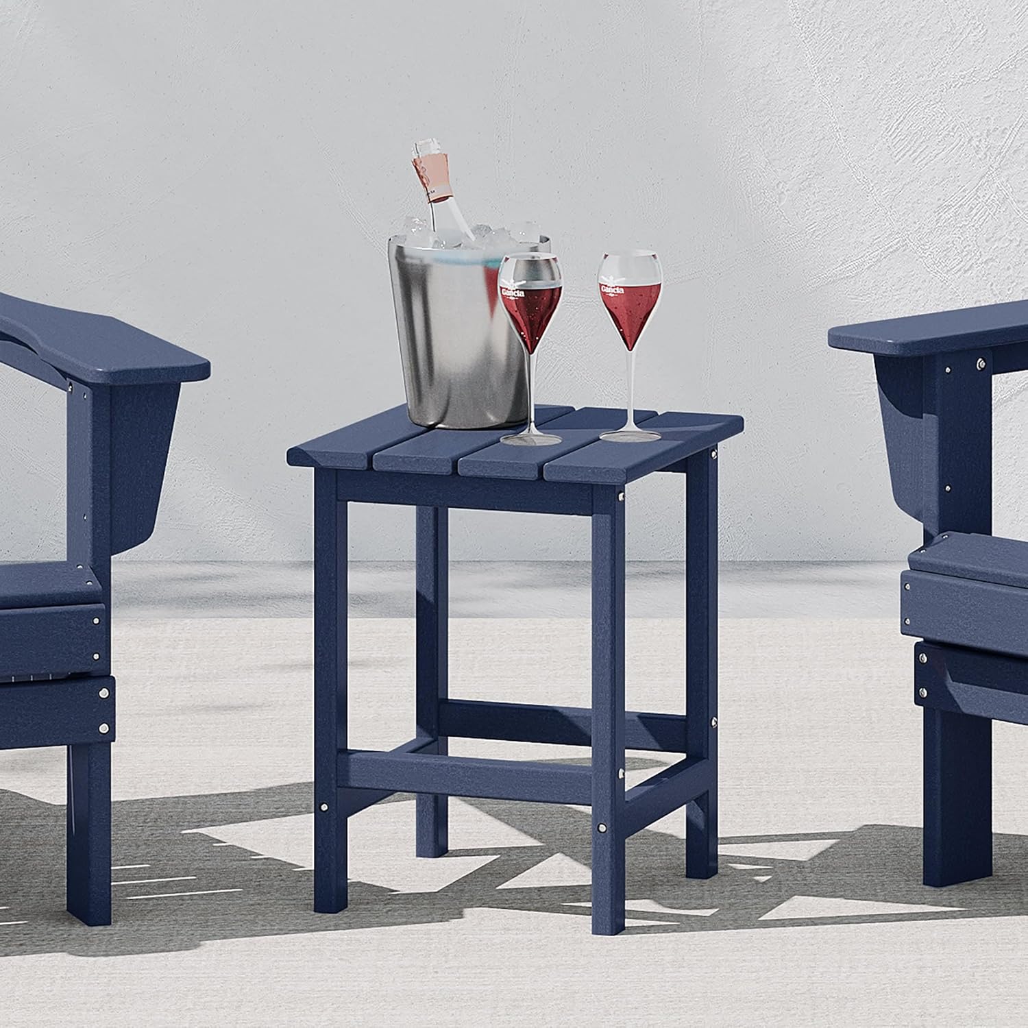 Malibu Square Outdoor Side Table for Adirondack Chair, Navy Blue
