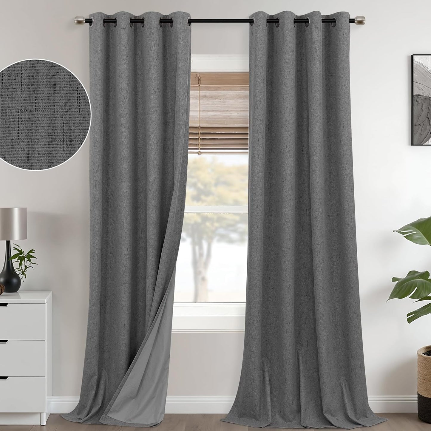 Mrs.Naturall Blackout Curtains 96 Inch Long for Total Darkness
