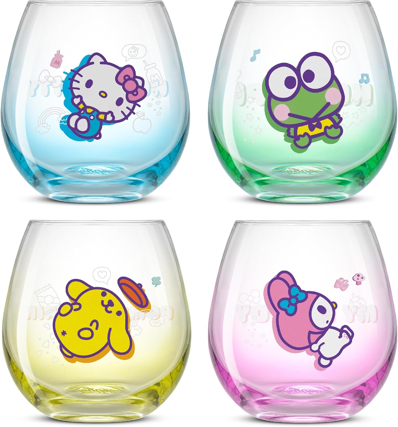 Hello Kitty & Friends Stemless Drinking Glasses Set of 4