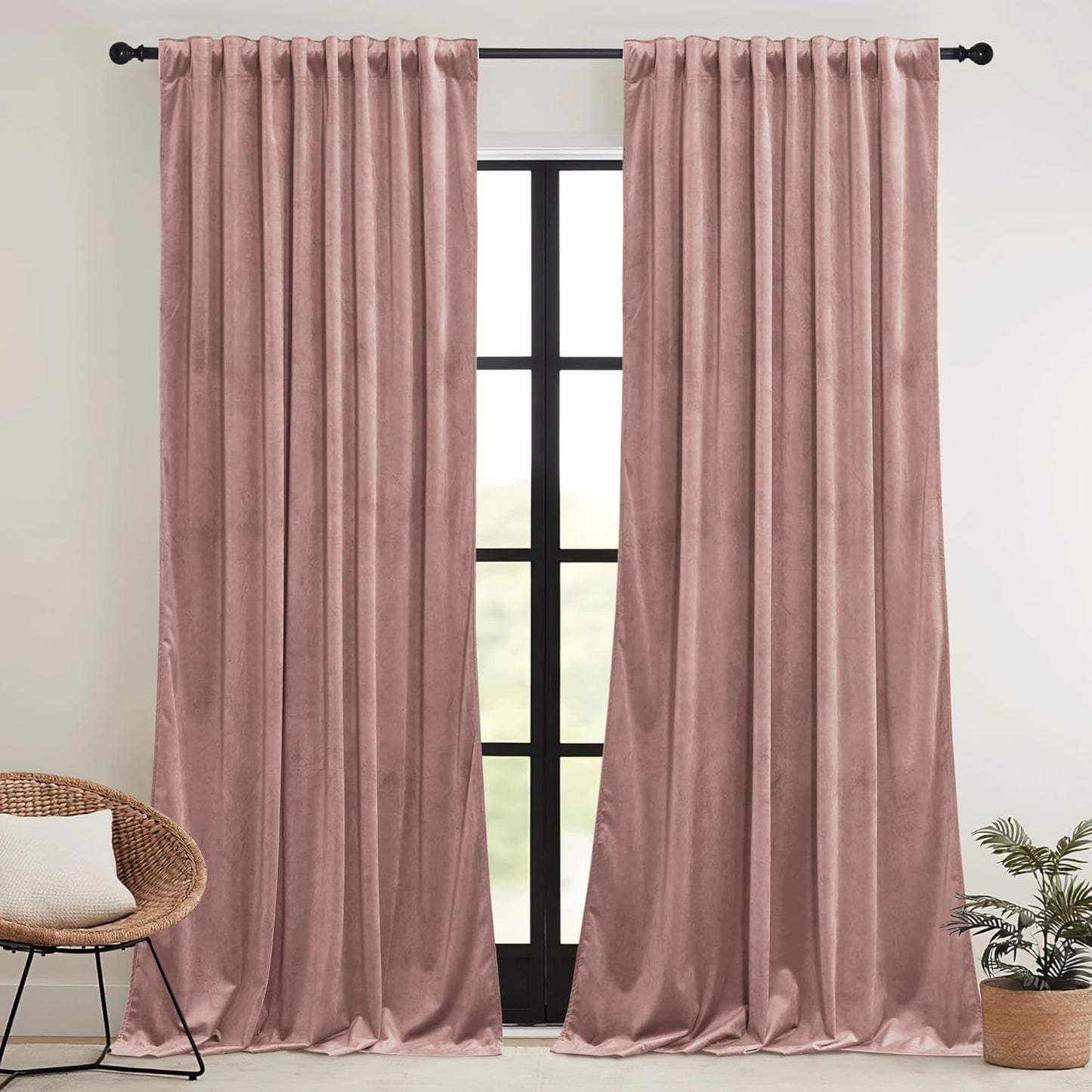RYB HOME Girls Curtains for Bedroom, Velvet Room Darkening Drapes