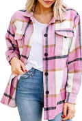 Trendy Queen Womens Flannel Shacket Jacket Casual Plaid Wool Blend