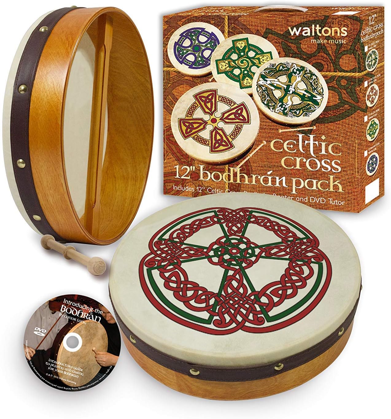 Waltons Bodhran 18 Inch Handcrafted Irish Drum with Beater