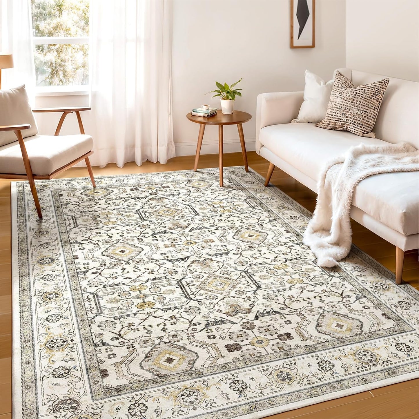 WITSHOCK 5x7 Washable Area Rug: Soft Non-Slip Boho Carpet