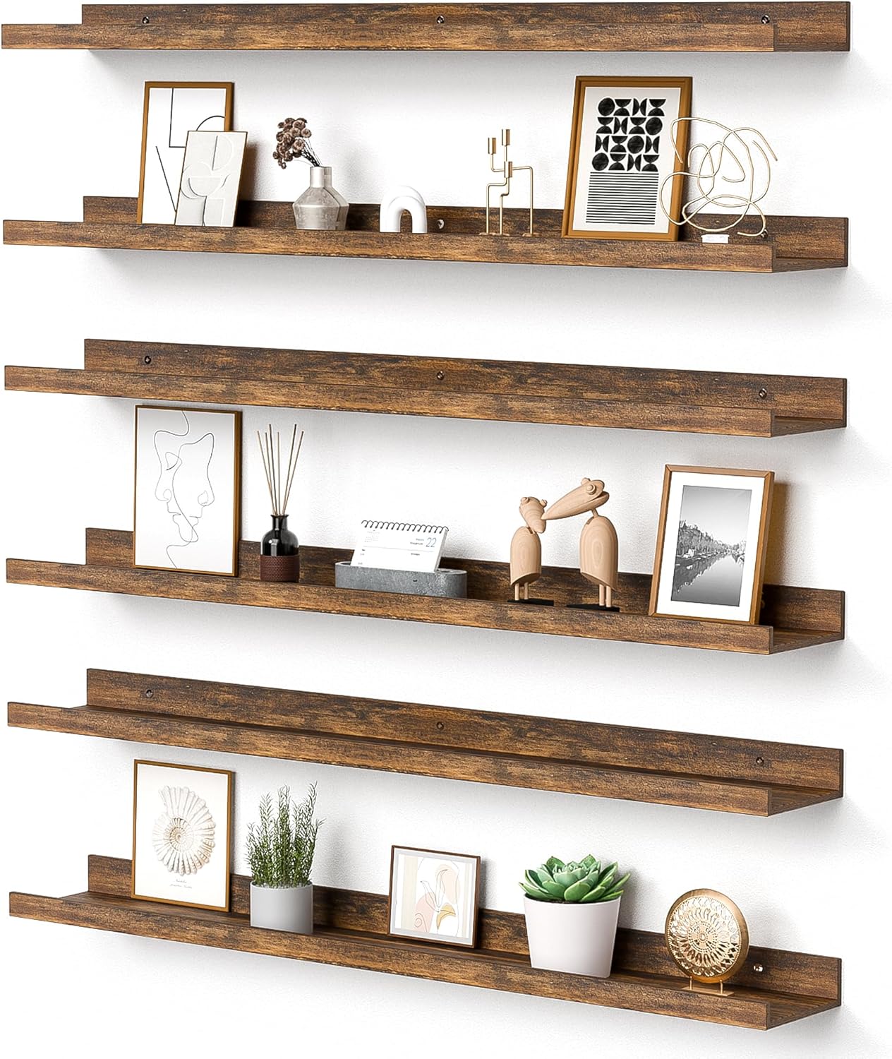 Upsimples Floating Shelves for Wall - Set of 6 Stylish Storage