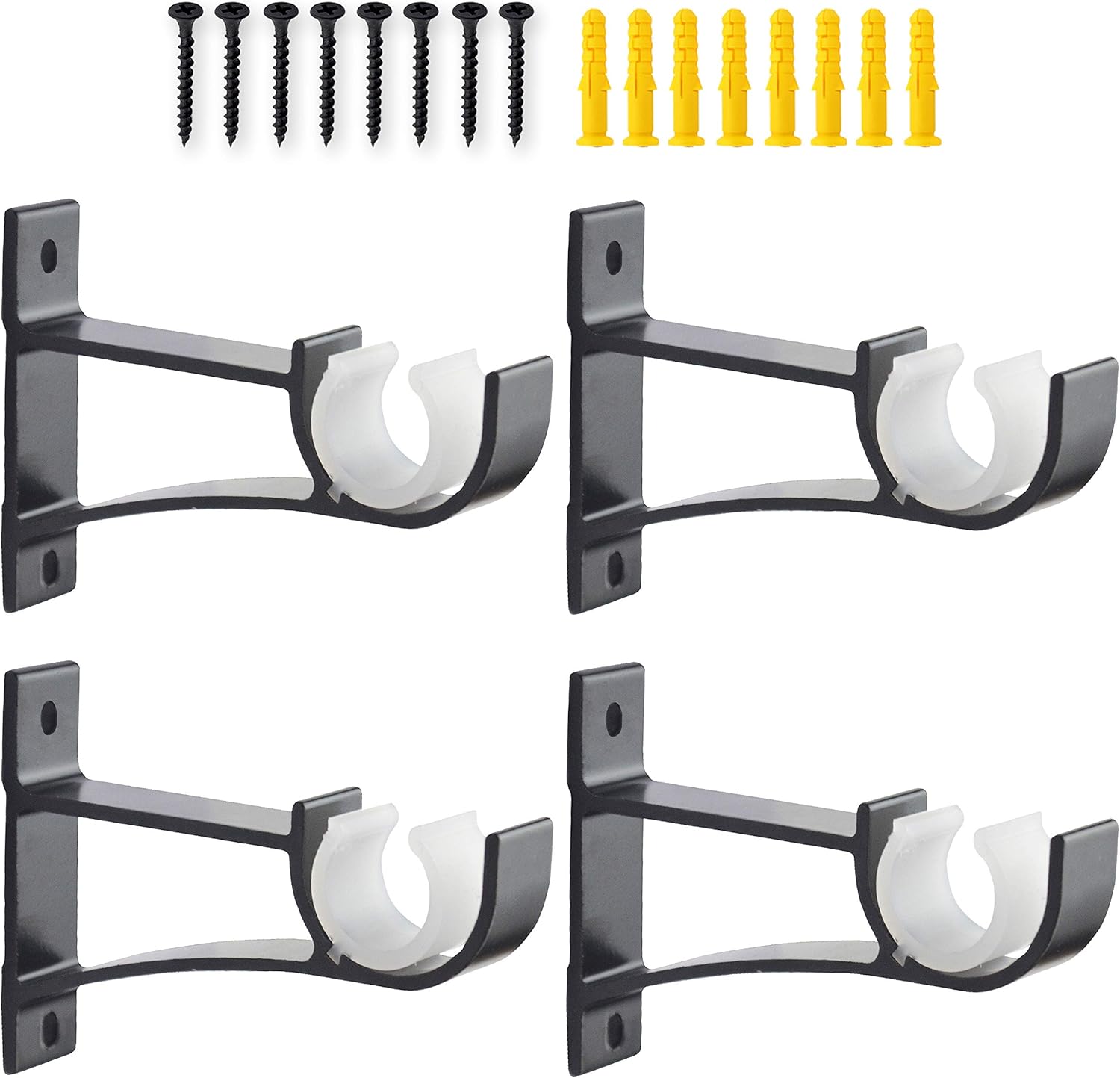 AddGrace 4 Pack Sturdy Curtain Rod Hooks