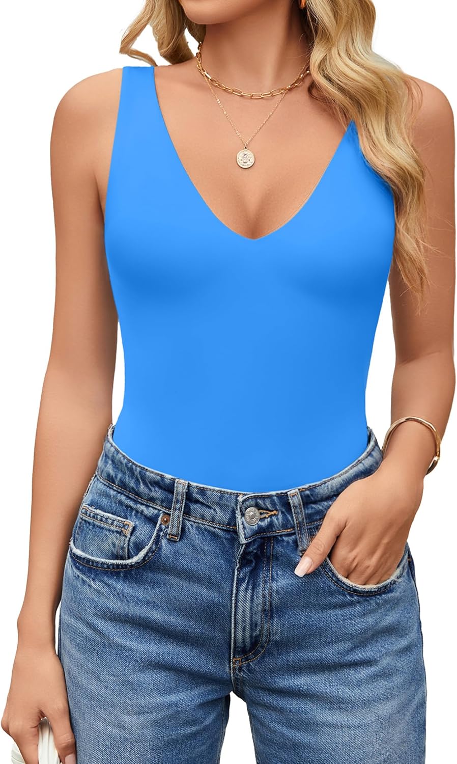 Avidlove Women's Sexy Plunge Deep V Neck Bodysuit for Outings