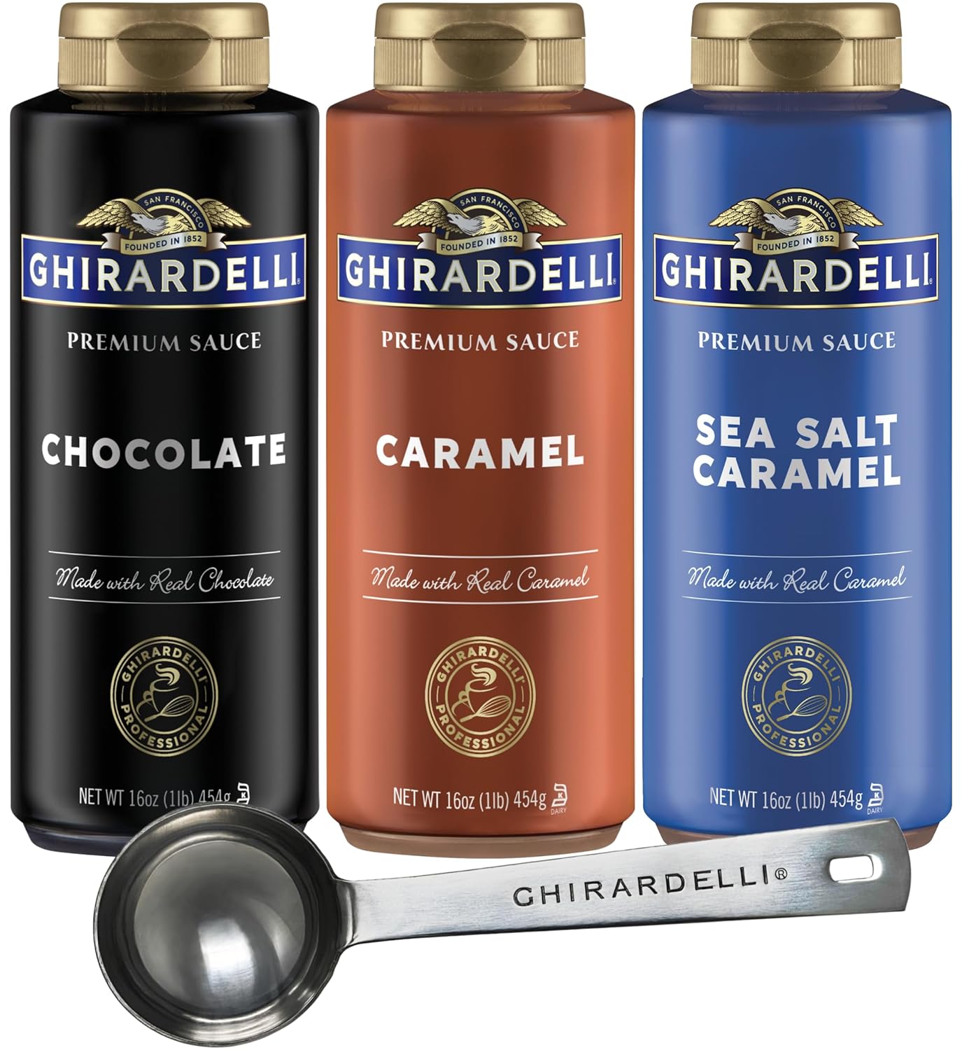 Ghirardelli Sea Salt Caramel Sauce Set with Spoon 16 oz