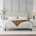 Queen Bed Frame with Upholstered Headboard - Elegant, Quiet Support