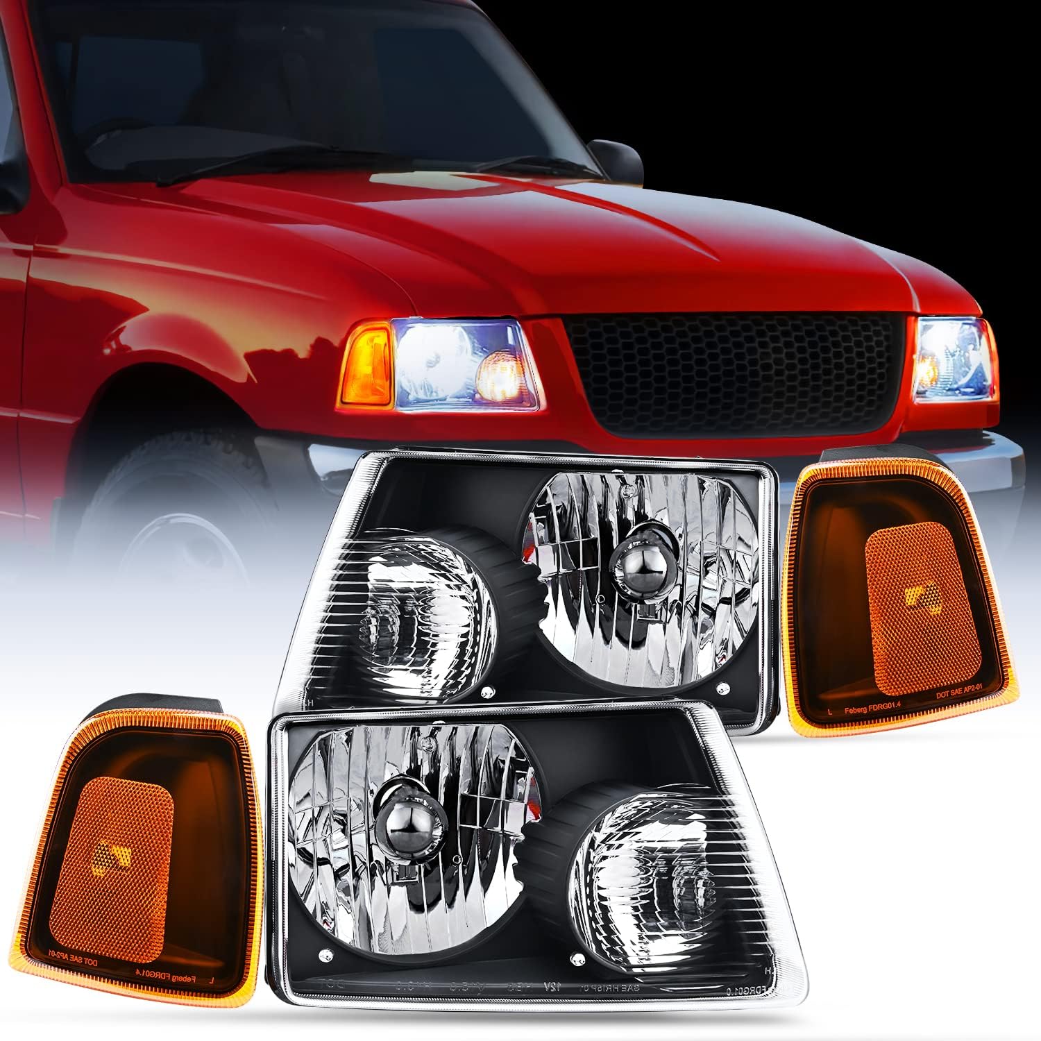 Nilight Headlight Assembly for 2001-2011 Ford Ranger Vehicles