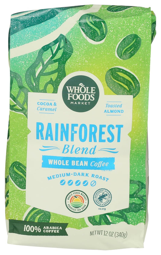 Rainforest Blend Whole Bean Coffee, Cocoa & Caramel, 12 oz
