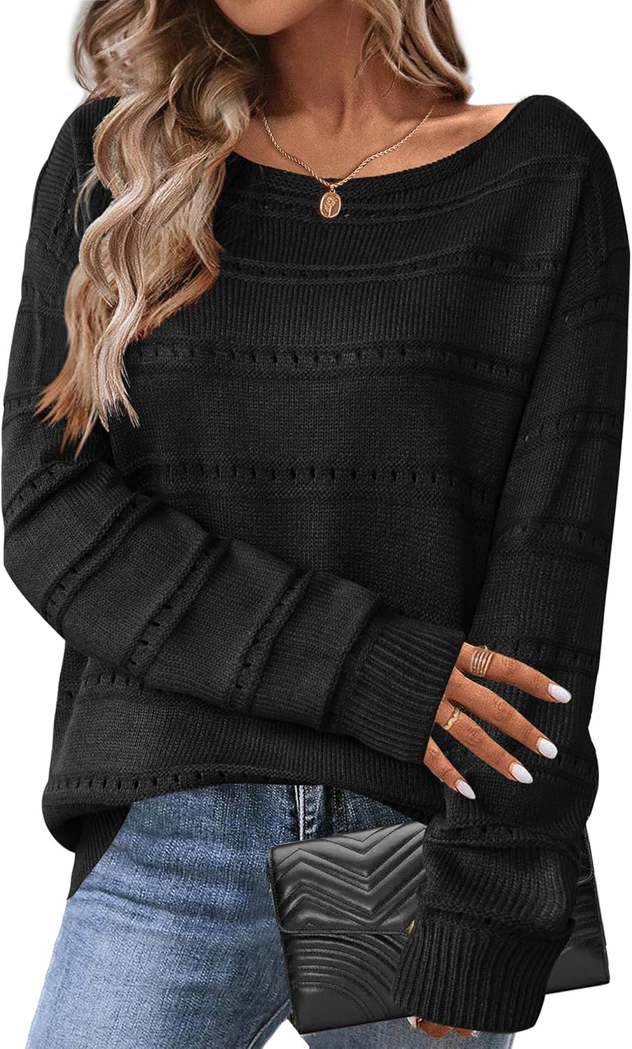 Zeagoo Womens Sweaters Cute Long Sleeve Off The Shoulder Style