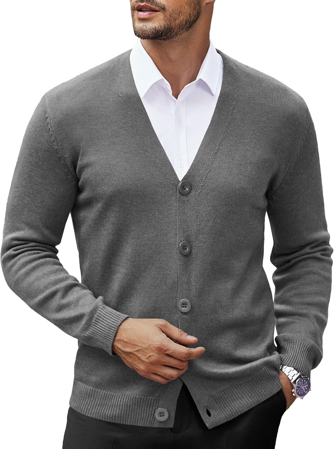 COOFANDY Men's V Neck Cardigan Sweater for Casual Style