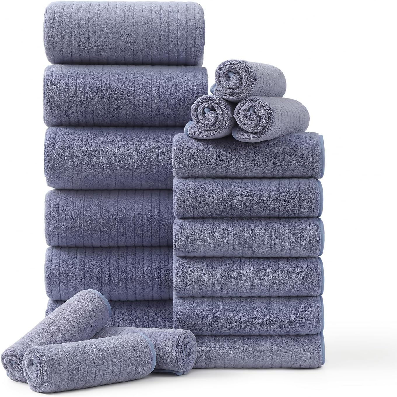 18 Piece Family Bath Towel Set - Soft, Absorbent, Quick Dry Towels