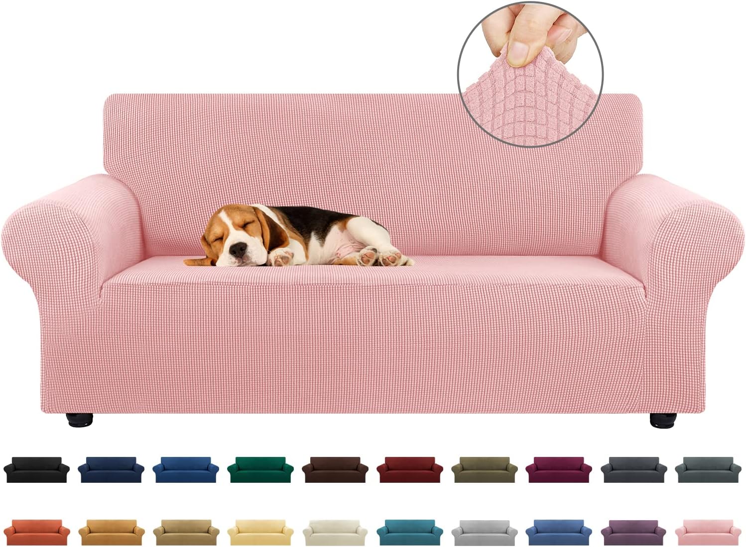 KEKUOU Stretch Loveseat Sofa Cover for 2 Cushion Couch 55-78in