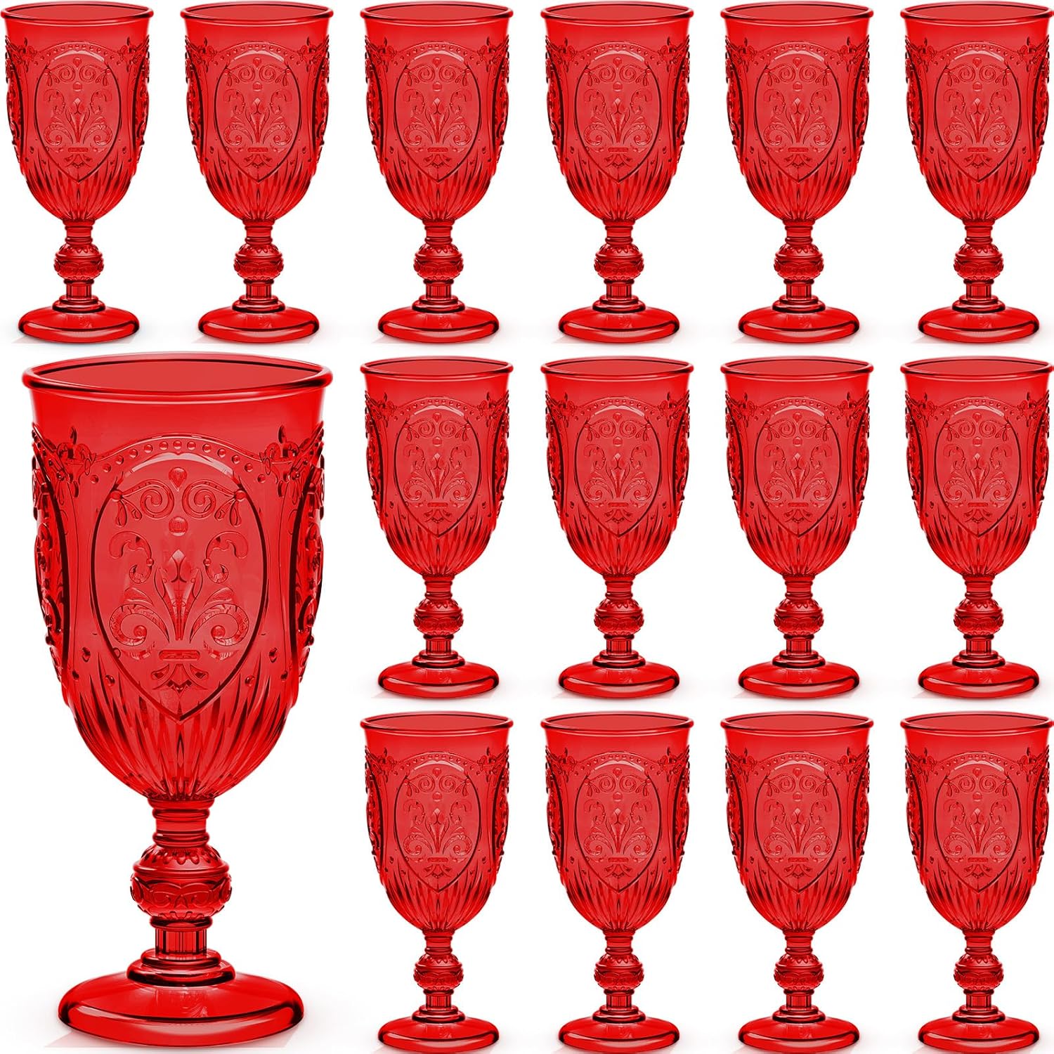 24 Pcs Vintage Plastic Goblets for Weddings and Parties