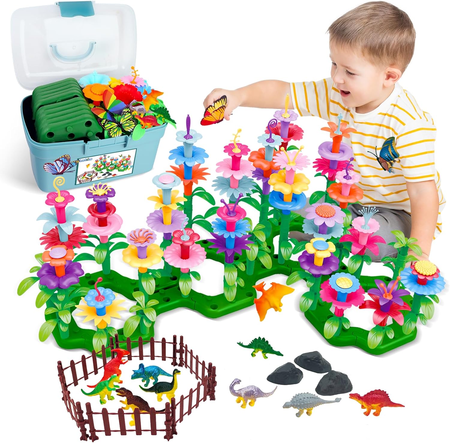 Dinosaur Flower Garden Blocks: STEM Fun!