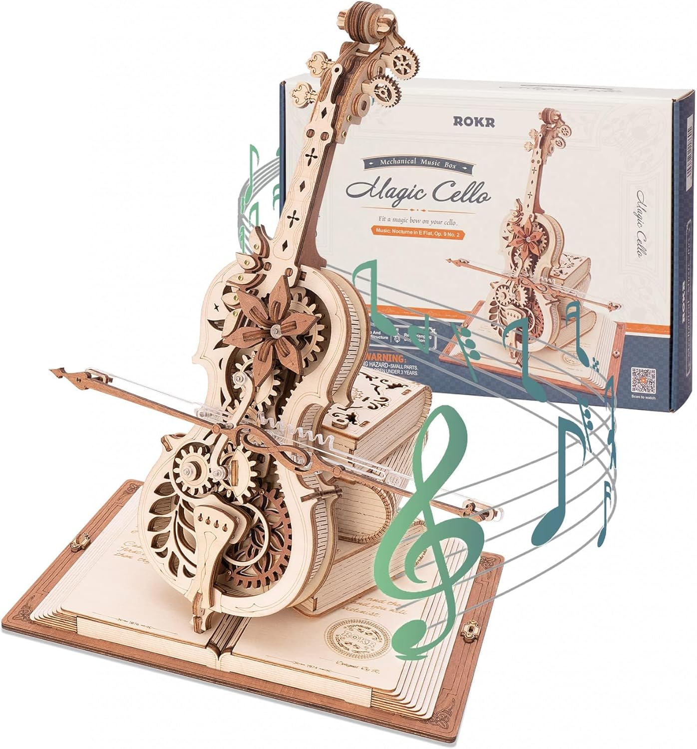 ROKR 3D Wooden Puzzles for Adults - Cello Music Box Kit