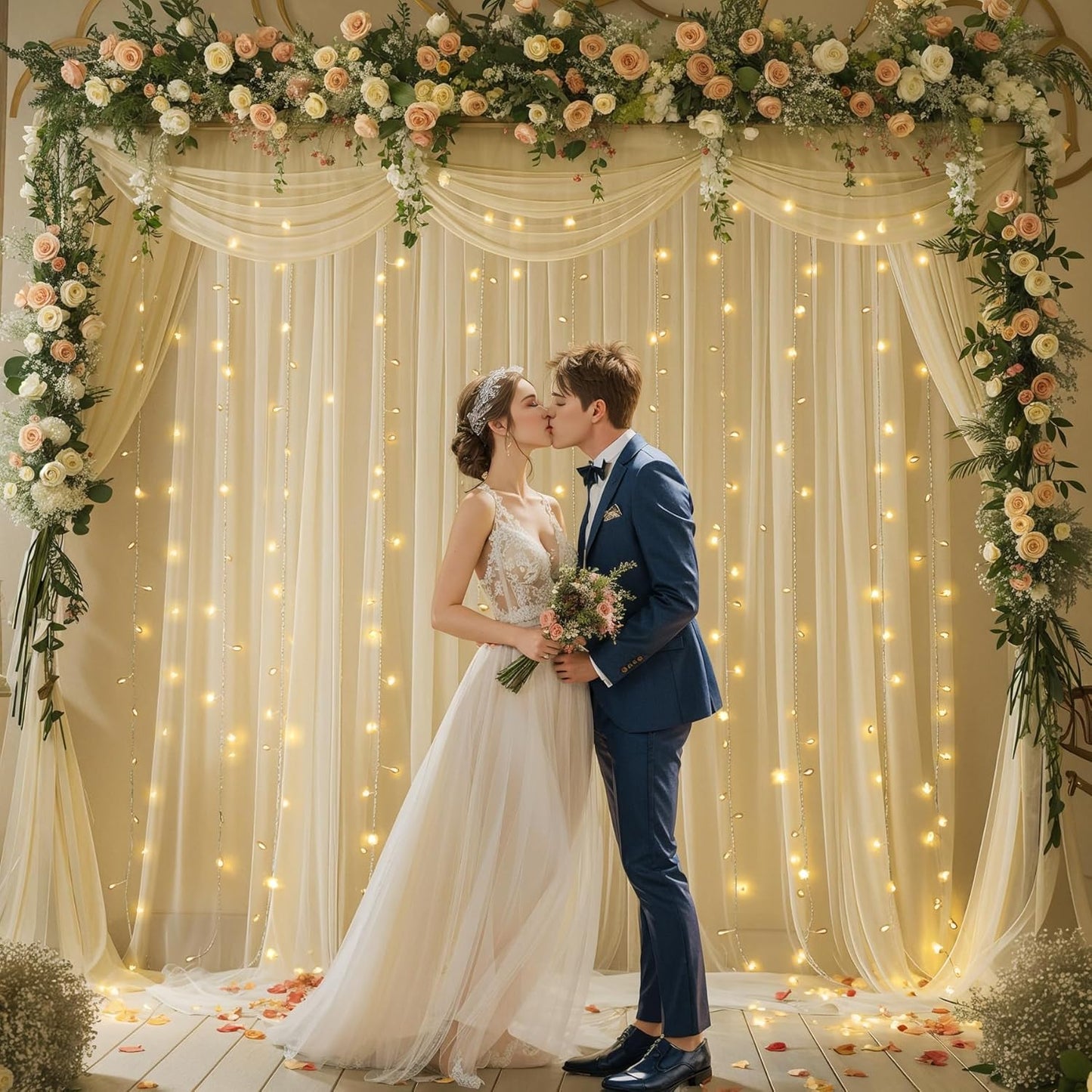 Champagne Tulle Curtain - Magical Wedding Glow