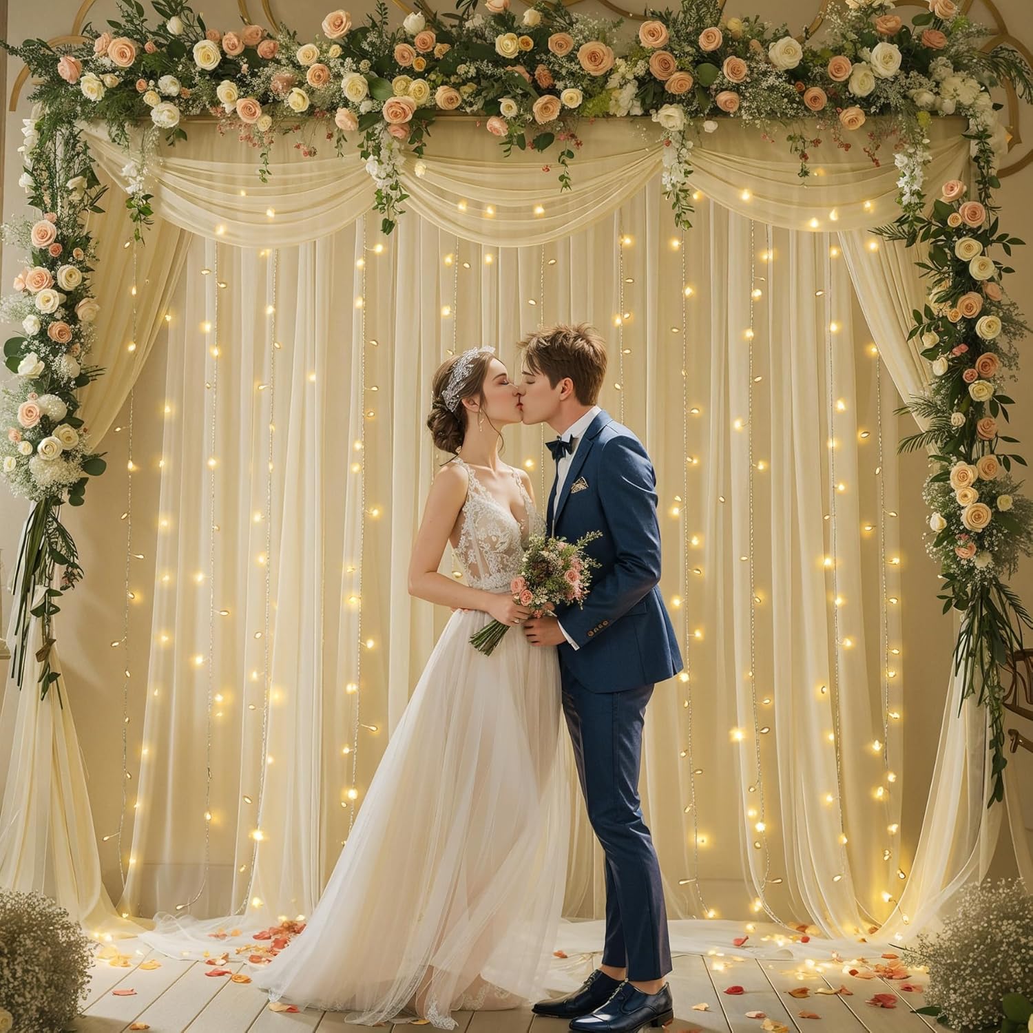 Champagne Tulle Curtain - Magical Wedding Glow
