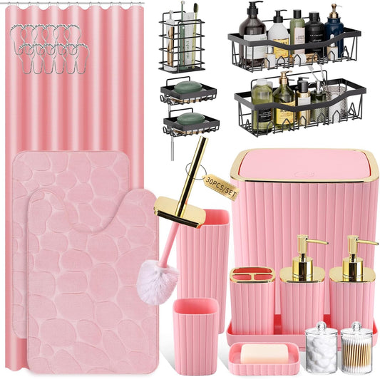30PC Gorgeous Pink Bathroom Accessories Set for Every Home