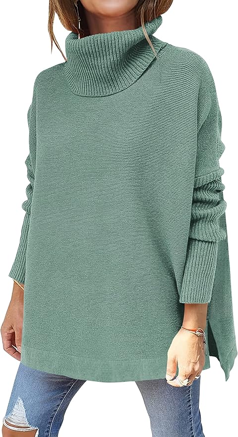 ANRABESS Women's Turtleneck Oversized Knit Tunic Pullover Sweater