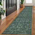 Runner Rug 2x10 Dark Green Washable Hallway Runner - Soft Non-Slip