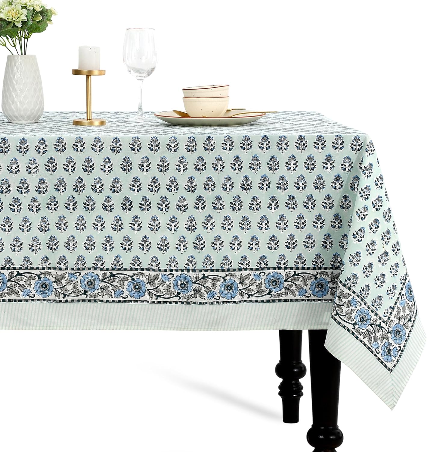 CPC Cotton Print Club 70x108 Inch Indian Block Print Tablecloth